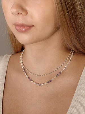 perlai su ametistu smulki perliuku grandinele